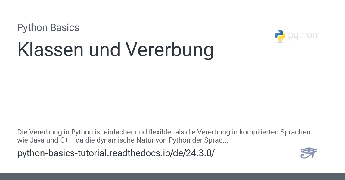 Klassen und Vererbung - Python Basics 24.3.0