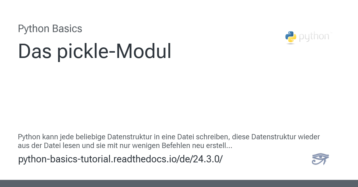 Das pickle-Modul - Python Basics 24.3.0