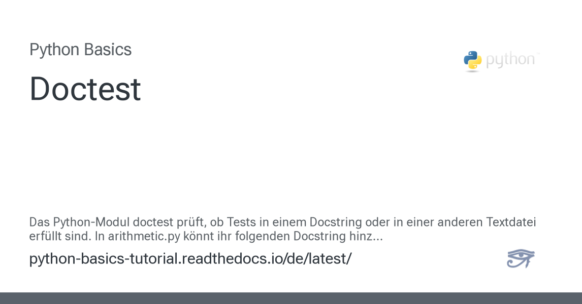 Doctest - Python Basics