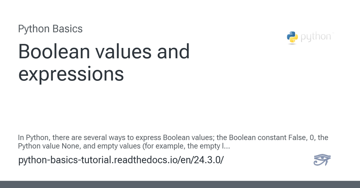Boolean values and expressions - Python Basics 24.3.0