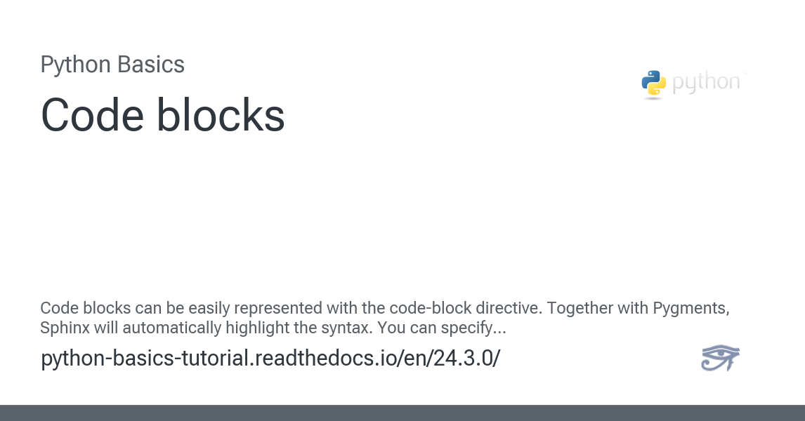 Code blocks - Python Basics 24.3.0