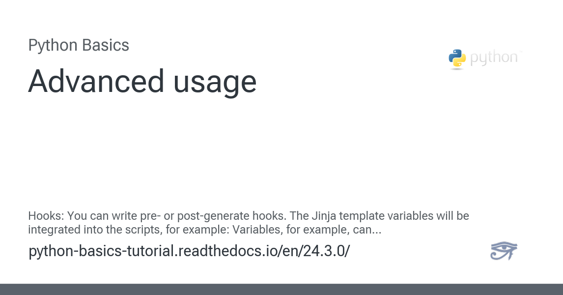 Advanced usage - Python Basics 24.3.0