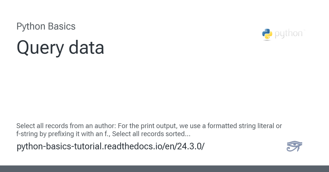 Query data - Python Basics 24.3.0