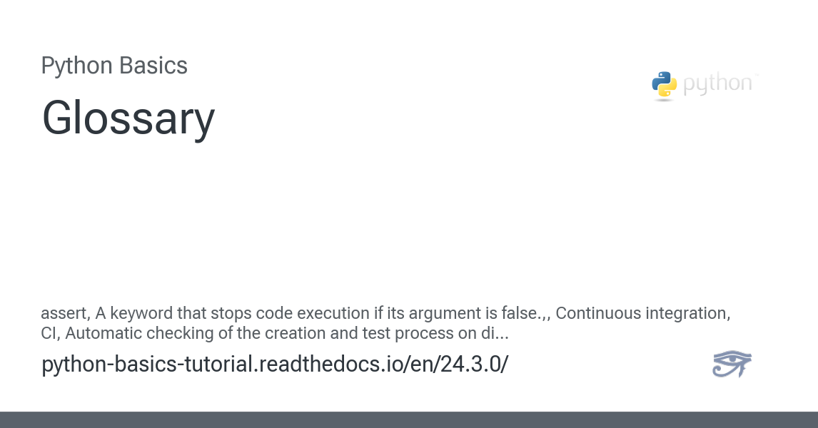 Glossary - Python Basics 24.3.0