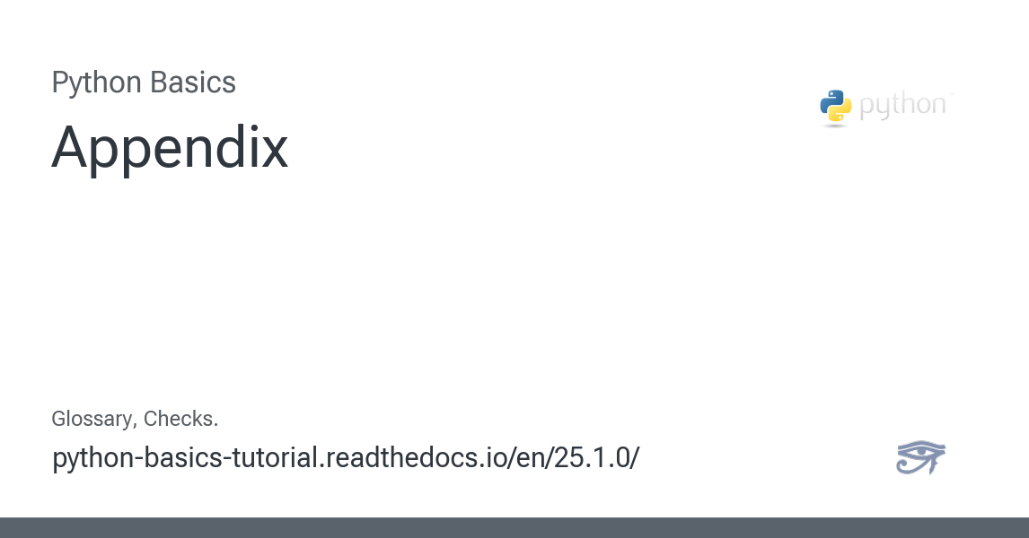 Appendix - Python Basics 25.1.0