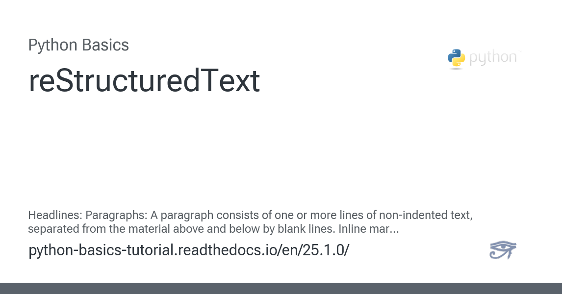reStructuredText - Python Basics 25.1.0