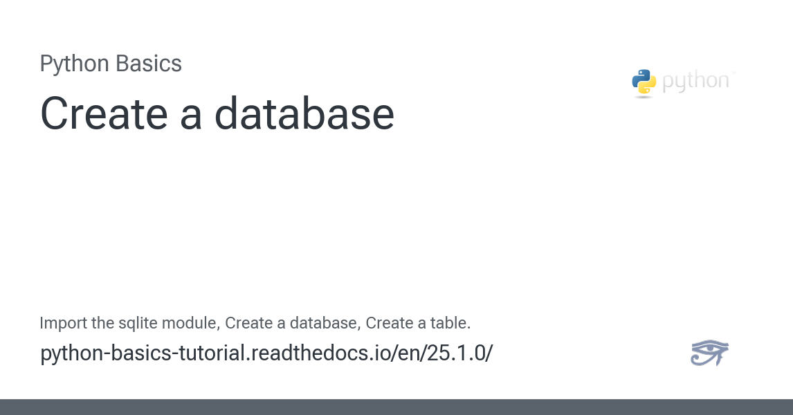 Create a database - Python Basics 25.1.0