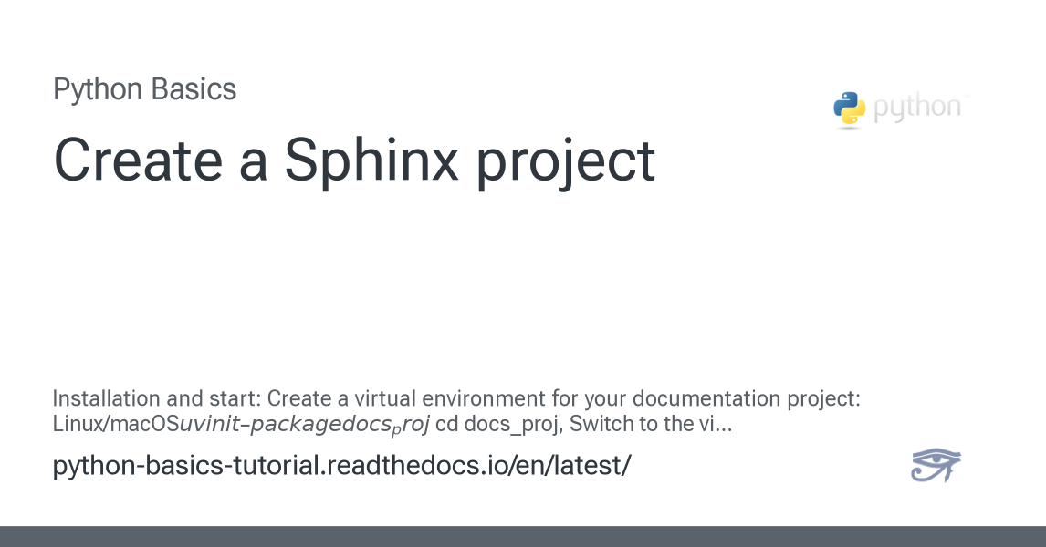 Create a Sphinx project - Python Basics