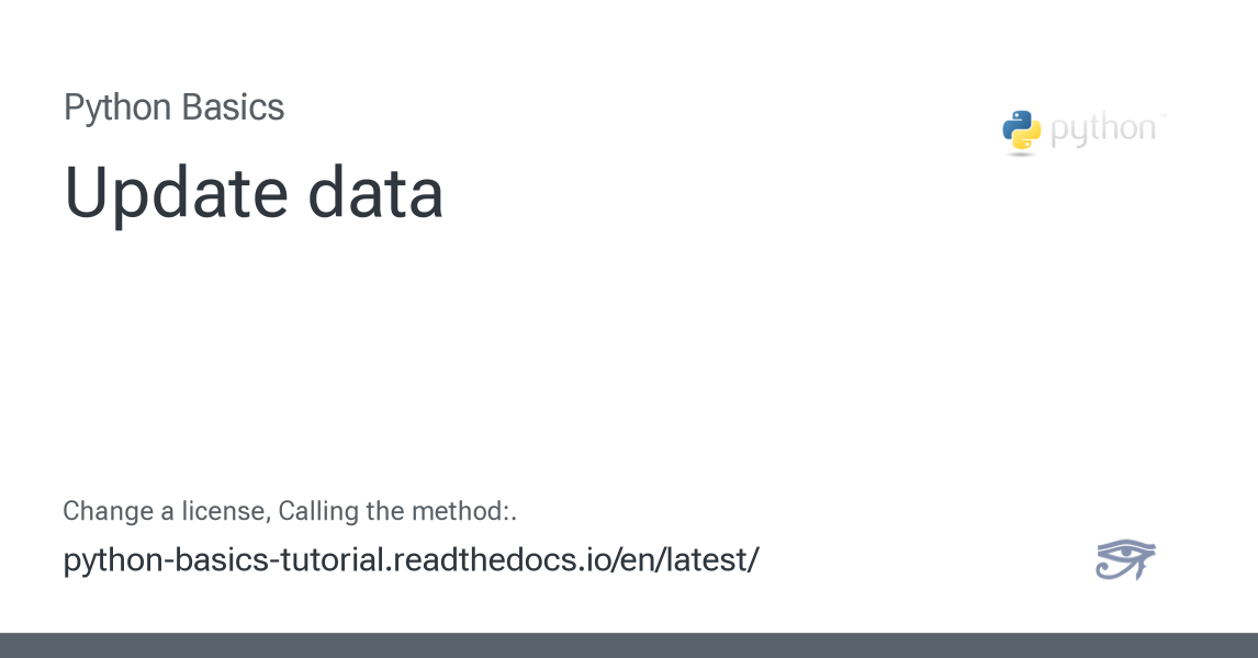Update data - Python Basics