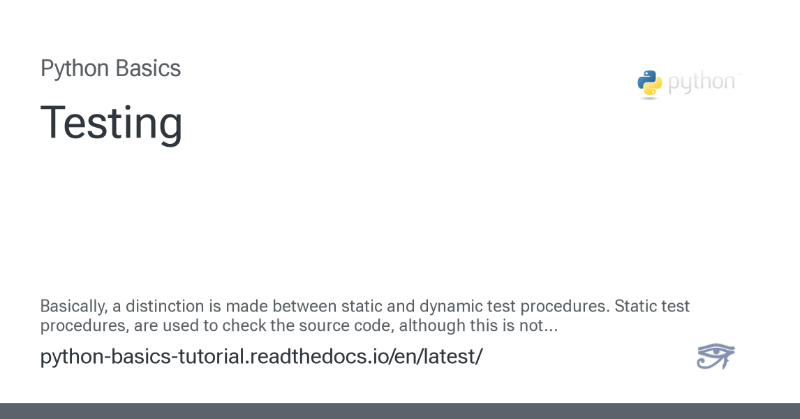 Testing - Python Basics