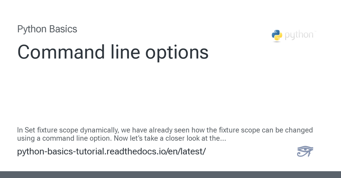 Command line options - Python Basics